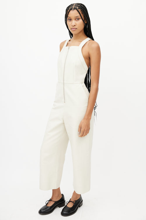 Rachel Comey Cream Contrast Stitch Wide Leg Jumpsuit