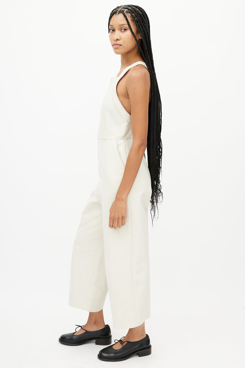 Rachel Comey Cream Contrast Stitch Wide Leg Jumpsuit