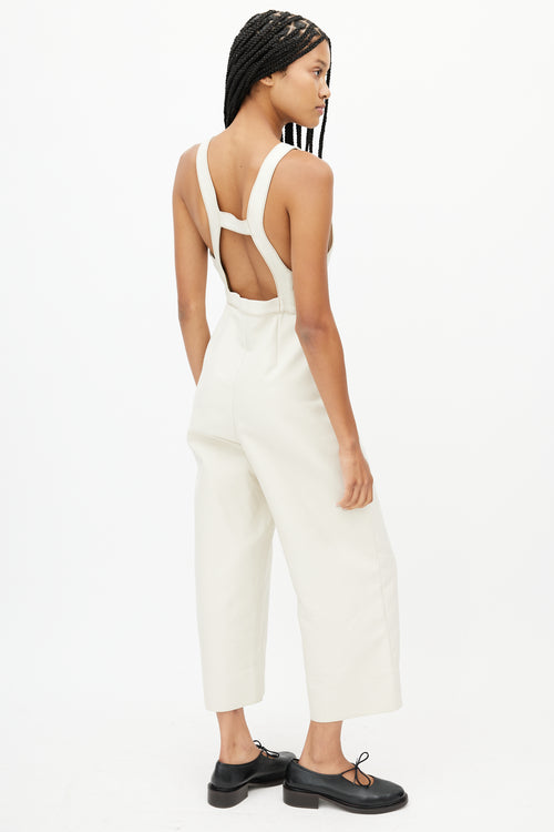 Rachel Comey Cream Contrast Stitch Wide Leg Jumpsuit