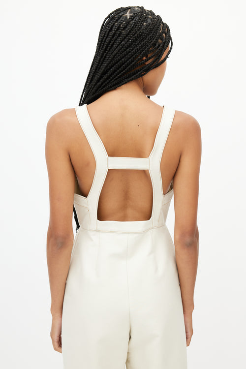 Rachel Comey Cream Contrast Stitch Wide Leg Jumpsuit