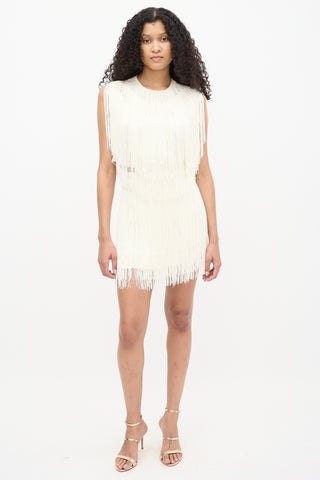 Rachel Comey Cream Fringe Sleeveless Crop Top