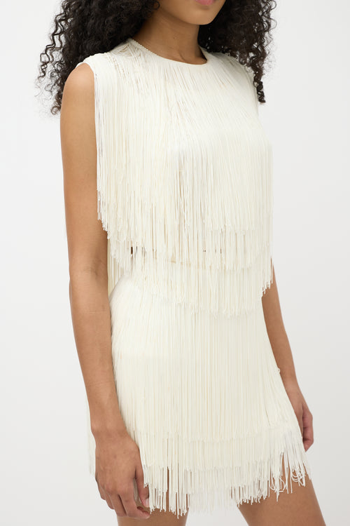 Rachel Comey Cream Fringe Sleeveless Crop Top