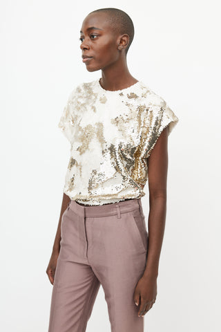 Rachel Comey Cream 
Gold Sequin Top