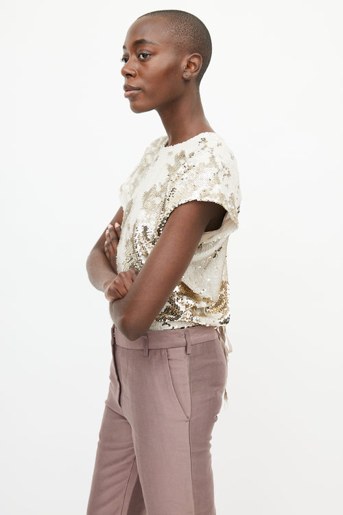 Rachel Comey Cream 
Gold Sequin Top