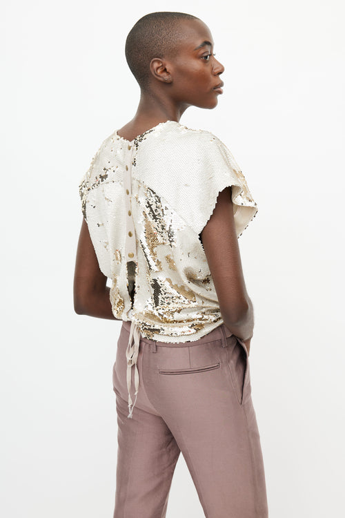 Rachel Comey Cream 
Gold Sequin Top