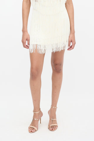 Rachel Comey Cream Linen 
Fringe Mini Skirt