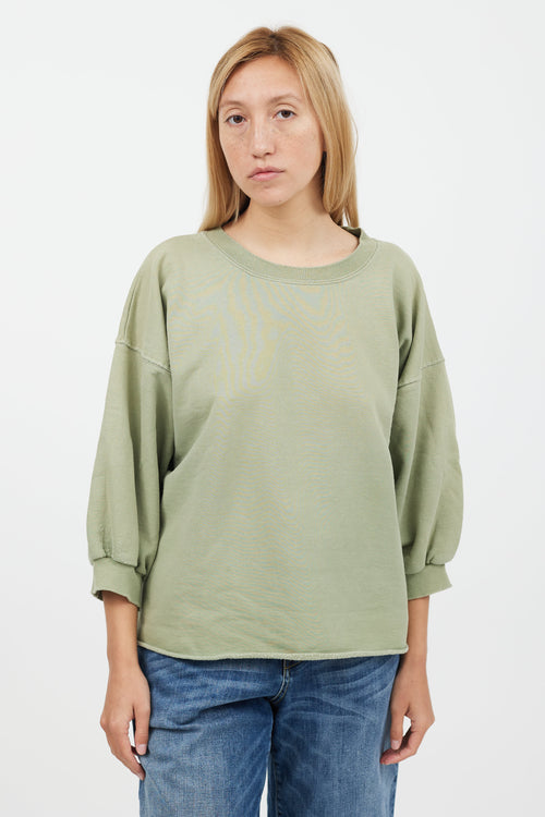 Rachel Comey Green Cropped Puff Sleeve Sweater