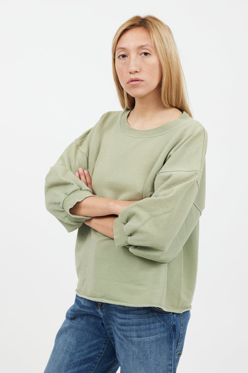 Rachel Comey Green Cropped Puff Sleeve Sweater