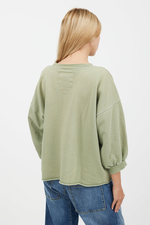 Rachel Comey Green Cropped Puff Sleeve Sweater