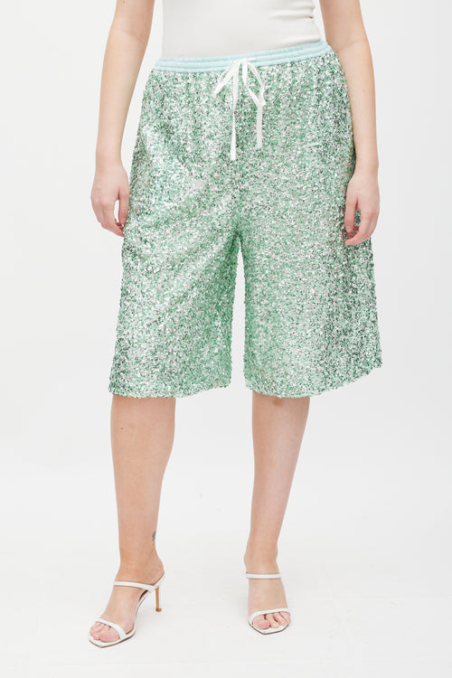 Rachel Comey Green Sequin Wide Leg Short