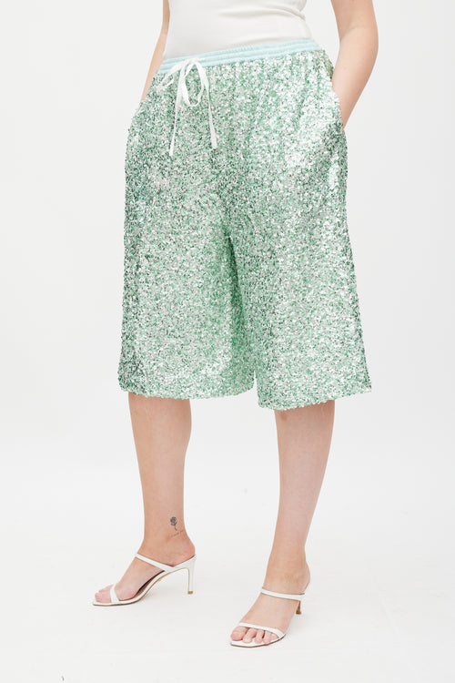 Rachel Comey Green Sequin Wide Leg Short