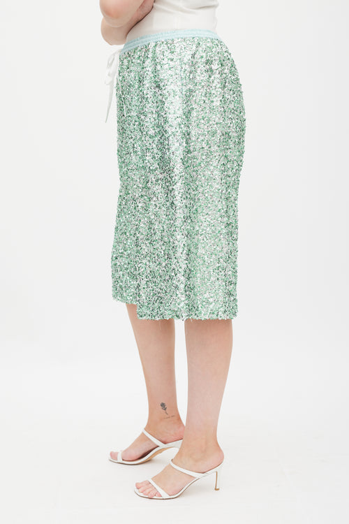 Rachel Comey Green Sequin Wide Leg Short