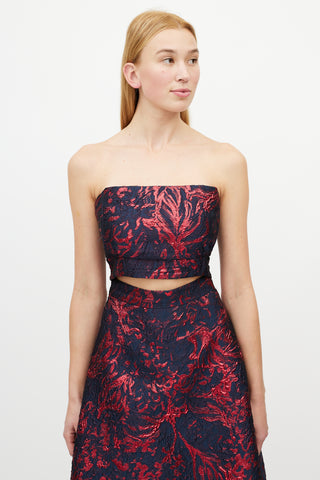 Rachel Comey Navy 
Red Jacquard Cut Out Dress