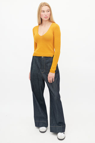 Rachel Comey Orange V-Neck Knit Sweater