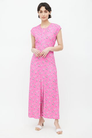 Rachel Comey Pink 
Grey Floral Long Dress