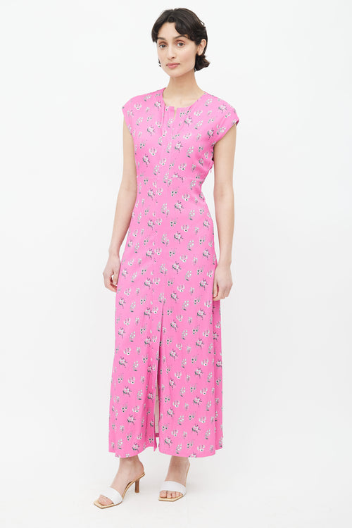 Rachel Comey Pink 
Grey Floral Long Dress