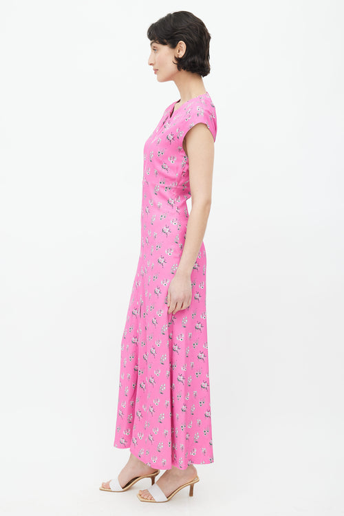 Rachel Comey Pink 
Grey Floral Long Dress