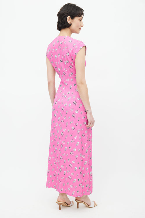 Rachel Comey Pink 
Grey Floral Long Dress