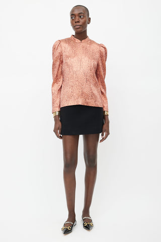 Rachel Comey Orange Metallic Silk Blend Textured Top