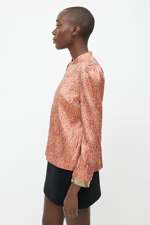 Rachel Comey Orange Metallic Silk Blend Textured Top