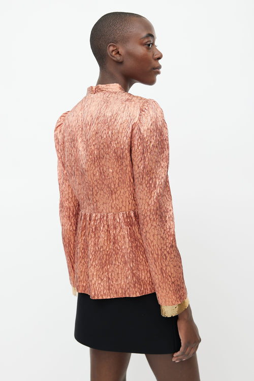 Rachel Comey Orange Metallic Silk Blend Textured Top