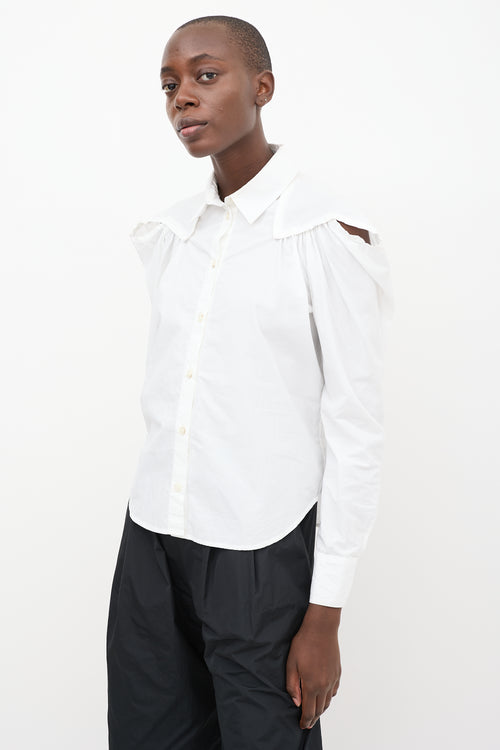 Rachel Comey White Shoulder Cutout Crescent Shirt