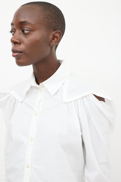 Rachel Comey White Shoulder Cutout Crescent Shirt