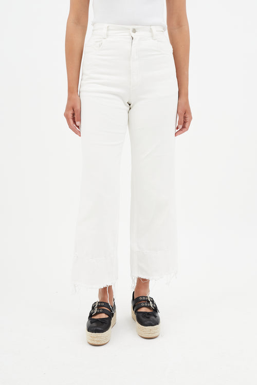 Rachel Comey White Wide Leg Distressed Jeans