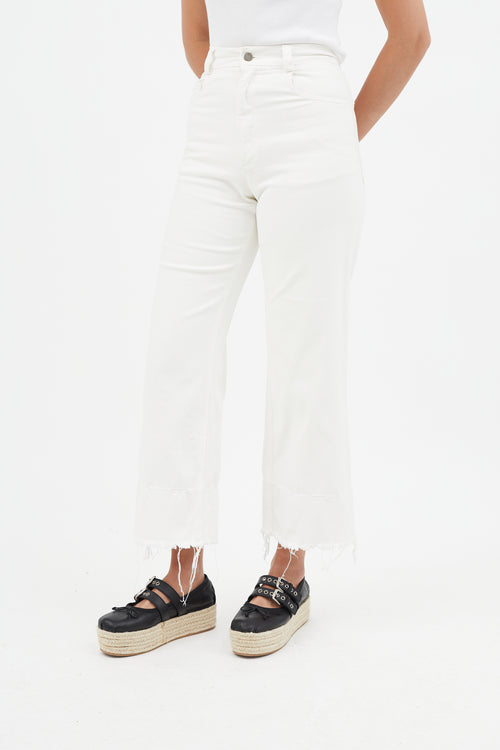 Rachel Comey White Wide Leg Distressed Jeans