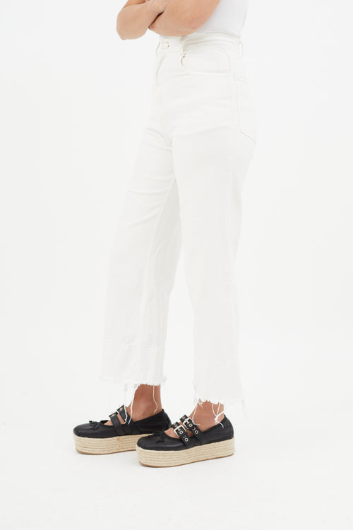 Rachel Comey White Wide Leg Distressed Jeans