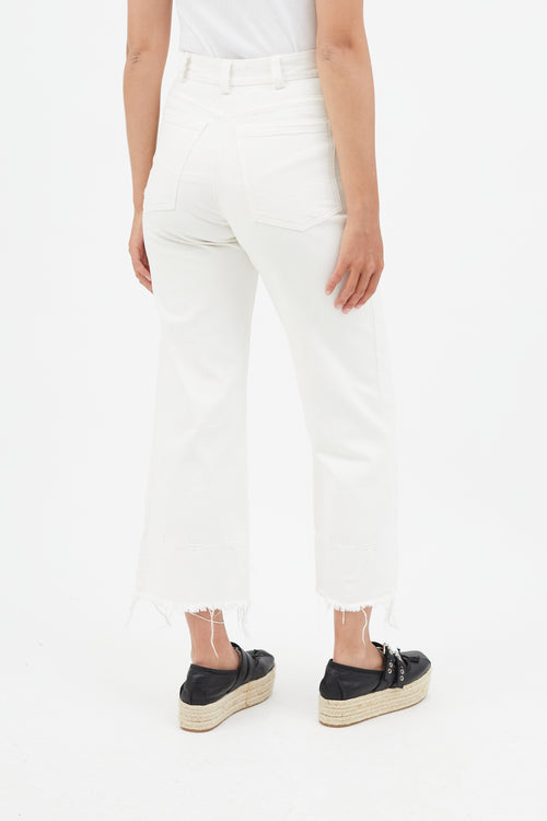 Rachel Comey White Wide Leg Distressed Jeans