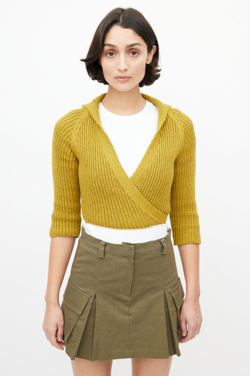 Rachel Comey Yellow Knit Wrap Cropped Cardigan