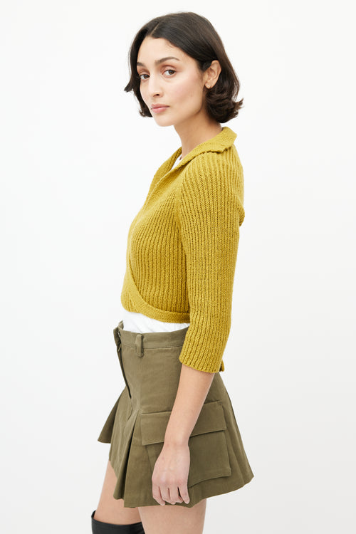 Rachel Comey Yellow Knit Wrap Cropped Cardigan