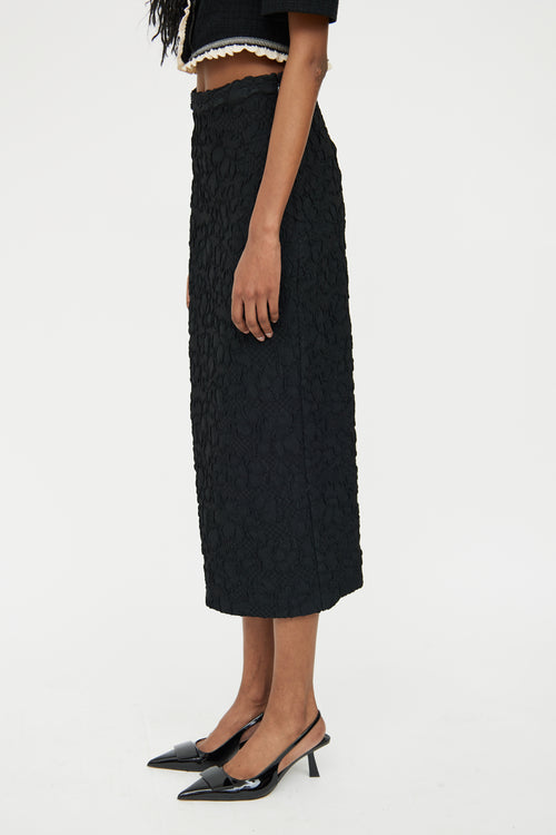 Rachel Comey Black Flower Mid Rise Dara Skirt