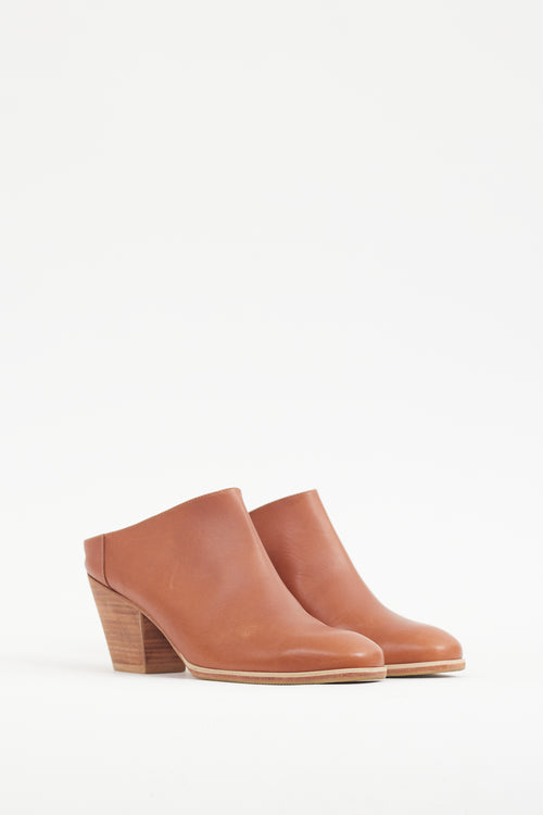 Rachel Comey Brown Leather 
Wood Mule