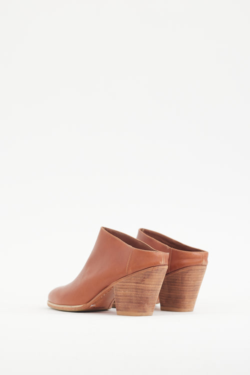 Rachel Comey Brown Leather 
Wood Mule