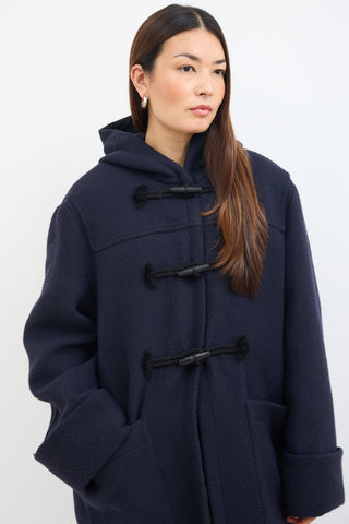 Raey Navy Wool Cuffed Duffle Coat