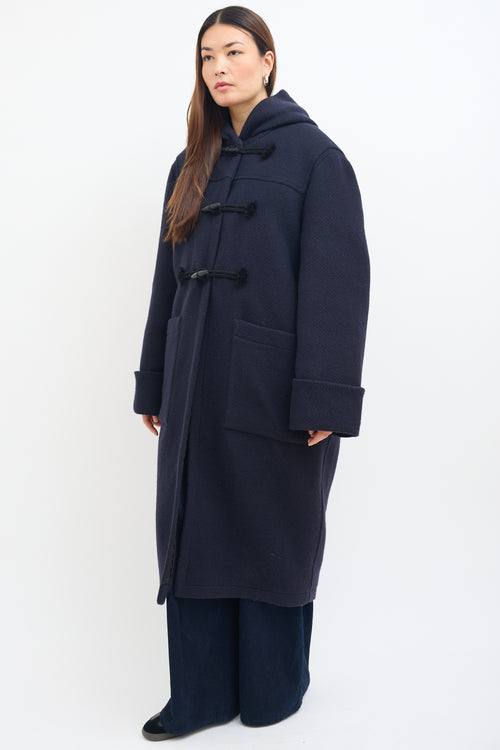 Raey Navy Wool Cuffed Duffle Coat