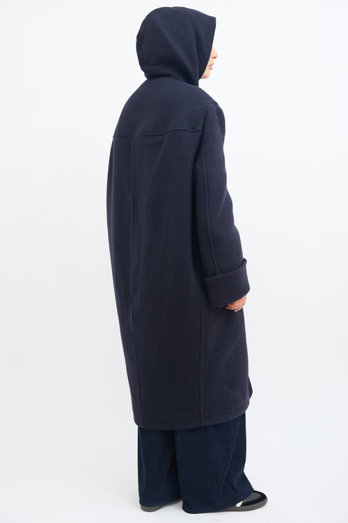 Raey Navy Wool Cuffed Duffle Coat