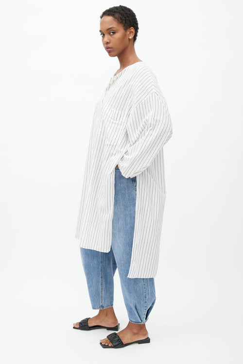 Raey White 
Black Striped Tunic