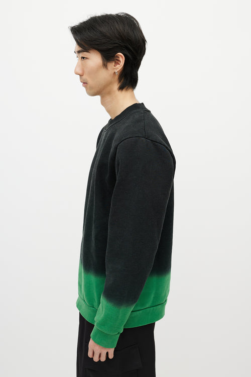 Raf Simons Black 
Green Gradient Sweatshirt