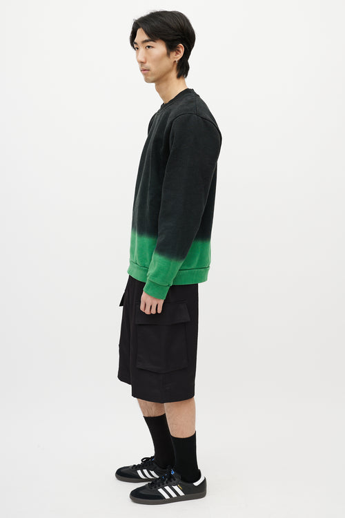 Raf Simons Black 
Green Gradient Sweatshirt