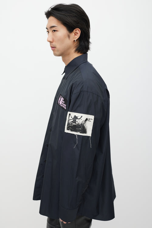 Raf Simons Black 
Multicolour Nylon Patched Shirt