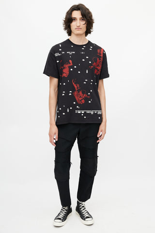 Raf Simons Black 
Multicolour Space Print T-Shirt