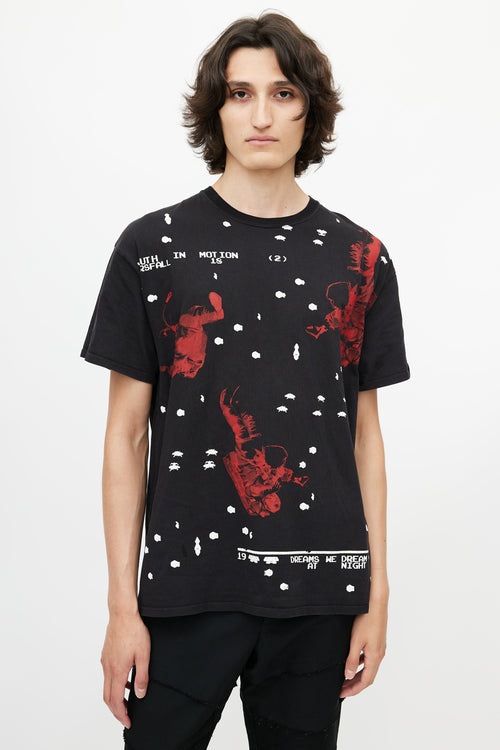 Raf Simons Black 
Multicolour Space Print T-Shirt