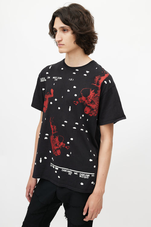 Raf Simons Black 
Multicolour Space Print T-Shirt