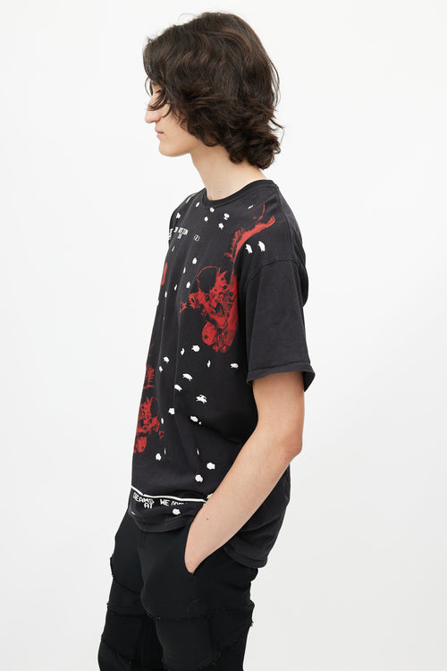 Raf Simons Black 
Multicolour Space Print T-Shirt