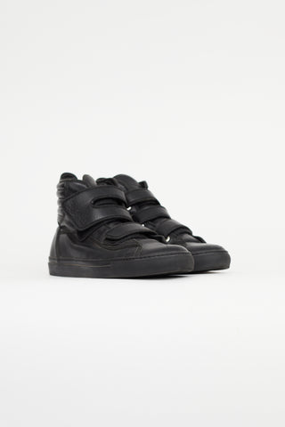 Raf Simons Black Velcro Strap High Sneaker