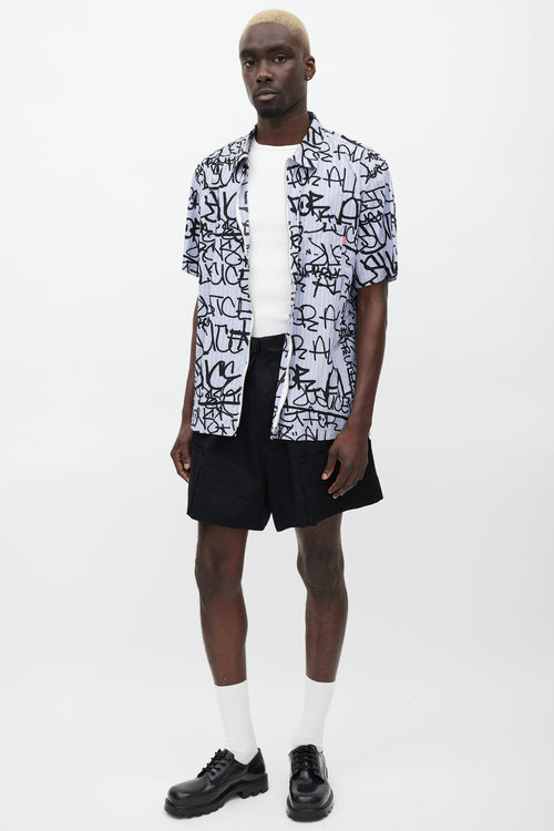 Raf Simons Black Wide Leg Cargo Short