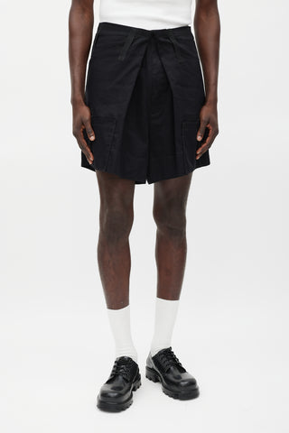 Raf Simons Black Wide Leg Cargo Short